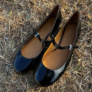 CLEAN Polo RL size 8 Womens Makenna Flats Black Patent Leather shoes